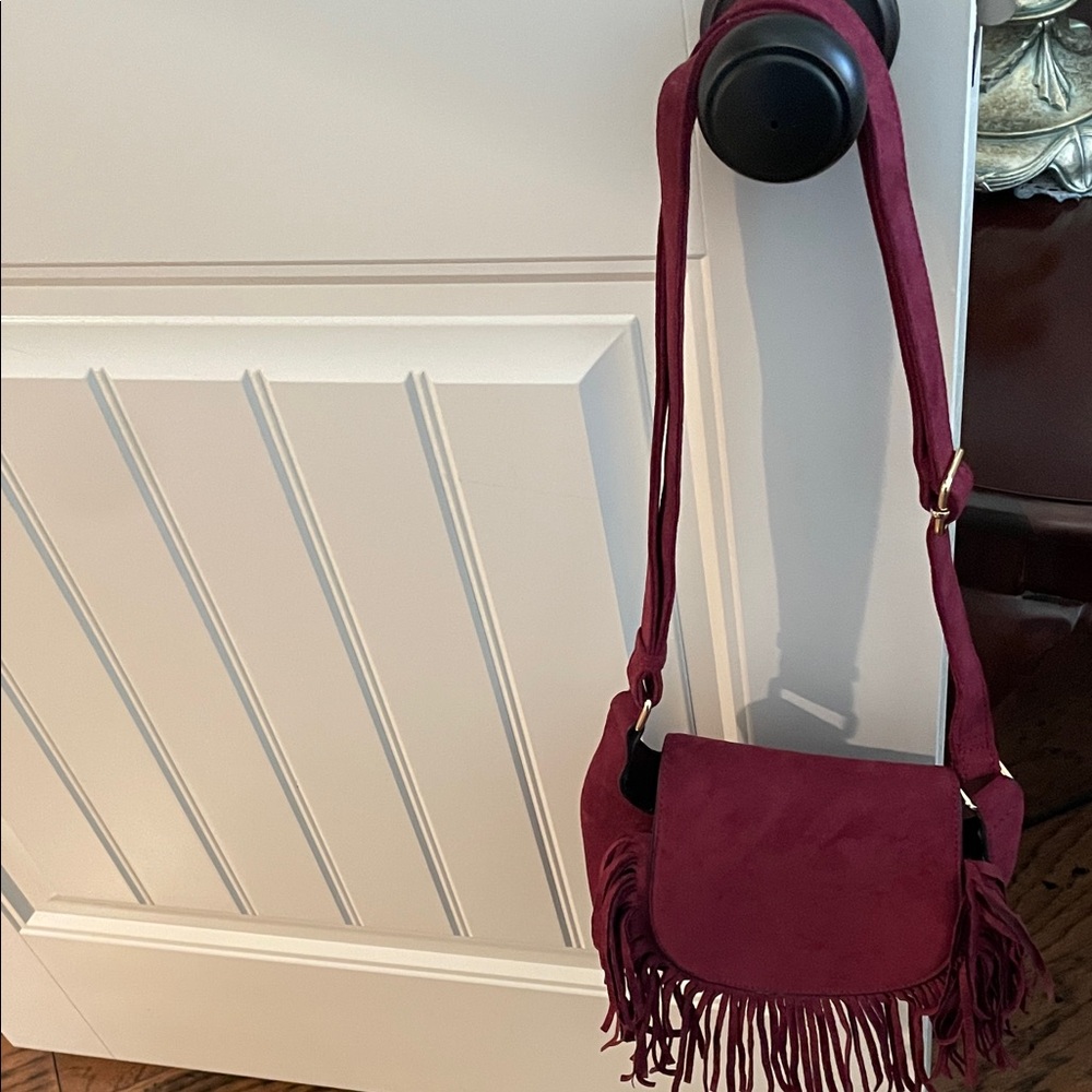 Elegant Garnet/Burgundy Fringe Crossbody Bag